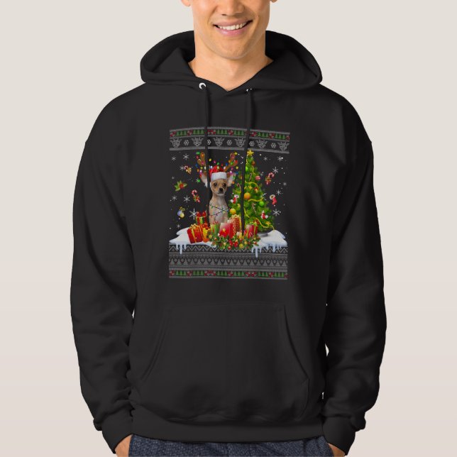 Sudadera Navidades divertidos alumbran al perro chihuahua c (Anverso)