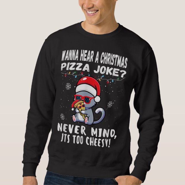 Sudadera Navidades divertidos Chiste de gatos Pizza Santa H (Anverso)