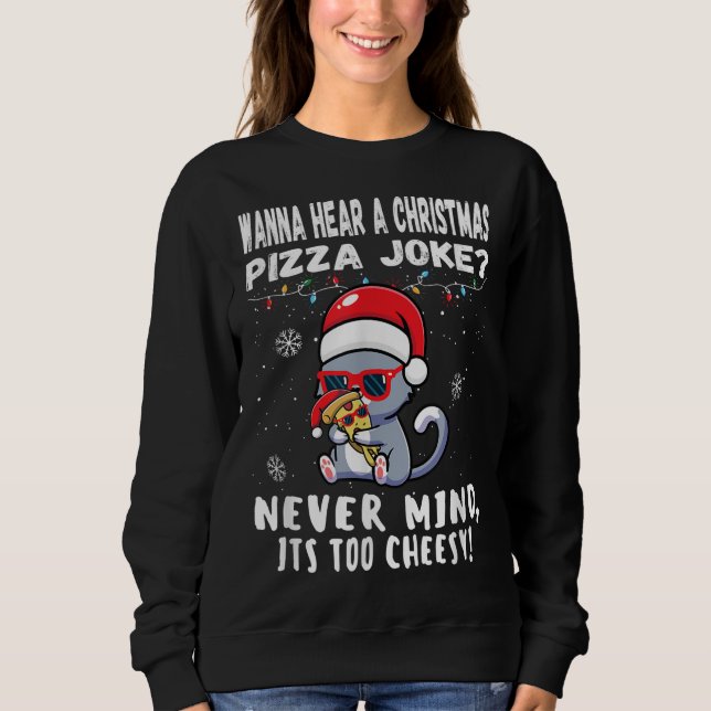 Sudadera Navidades divertidos Chiste de gatos Pizza Santa H (Anverso)