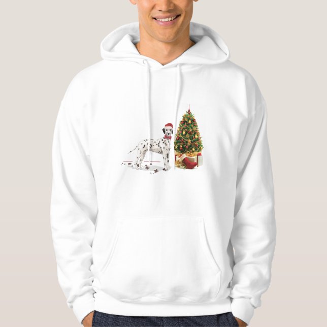 Sudadera Navidades divertidos dalman perro y árbol (Anverso)