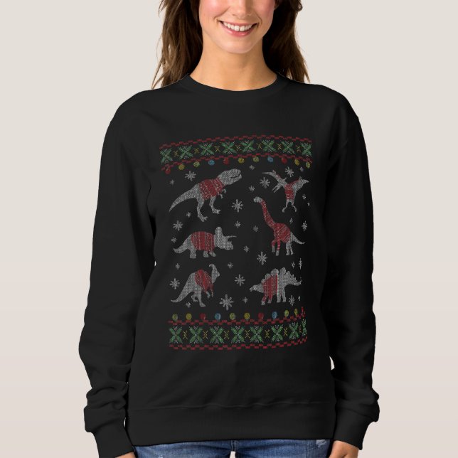 Sudadera Navidades divertidos de dinosaurios Navidades feos (Anverso)