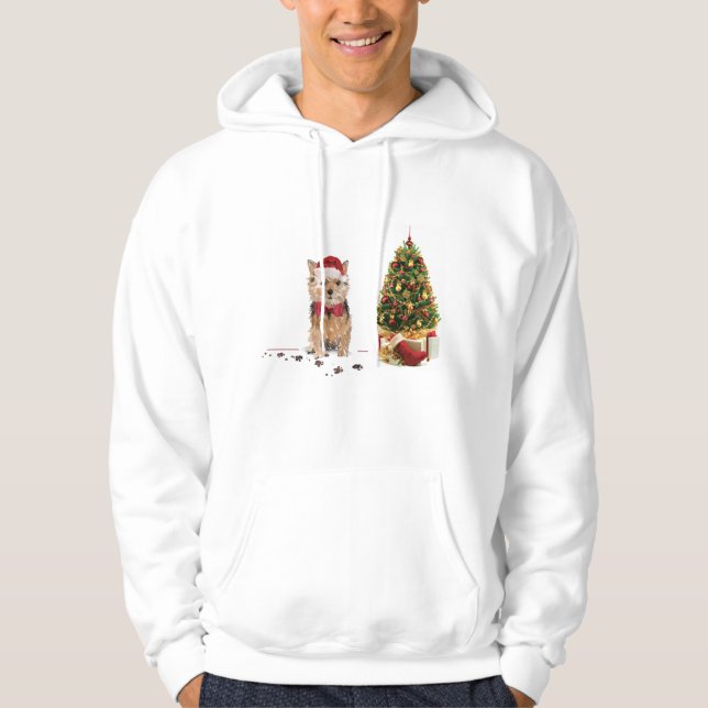 Sudadera Navidades divertidos de Norfolk Terrier con árbol (Anverso)