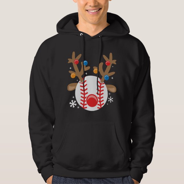 Sudadera Navidades divertidos de renos de béisbol (Anverso)