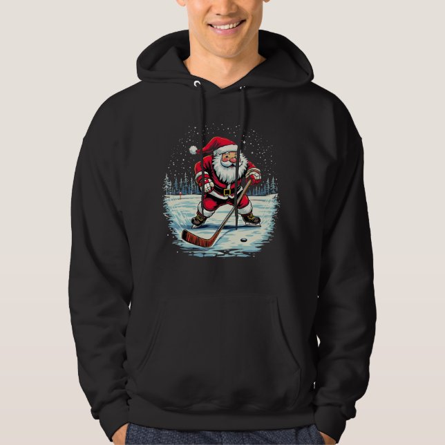 Sudadera Navidades divertidos de Santa Juega Hockey sobre H (Anverso)