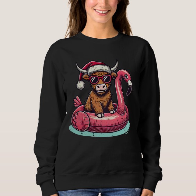 Sudadera Navidades divertidos en julio en Highland Cow Sant (Anverso)