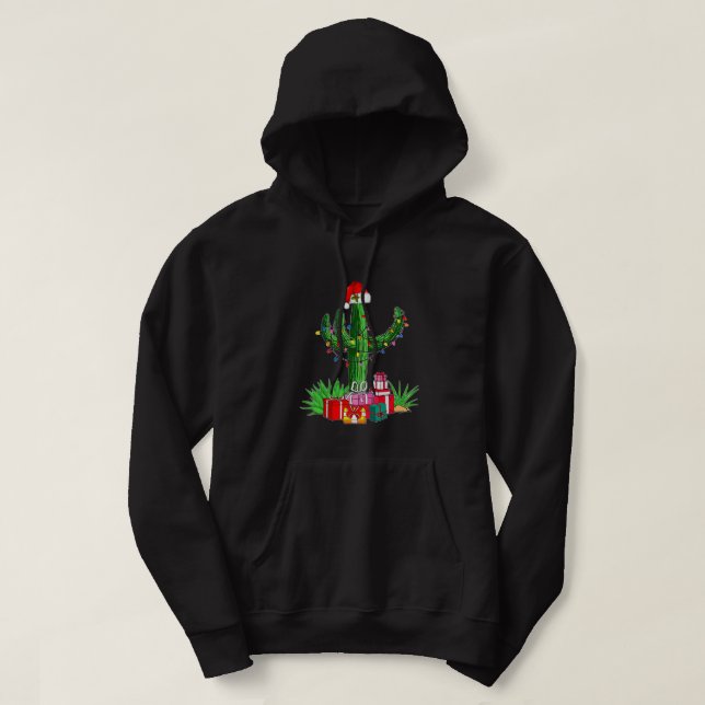 Sudadera Navidades divertidos iluminan Cactus Santa Hat Ama (Diseño del anverso)