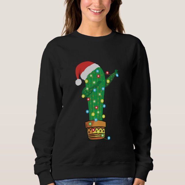 Sudadera Navidades divertidos iluminan Dabbing Cactus Santa (Anverso)