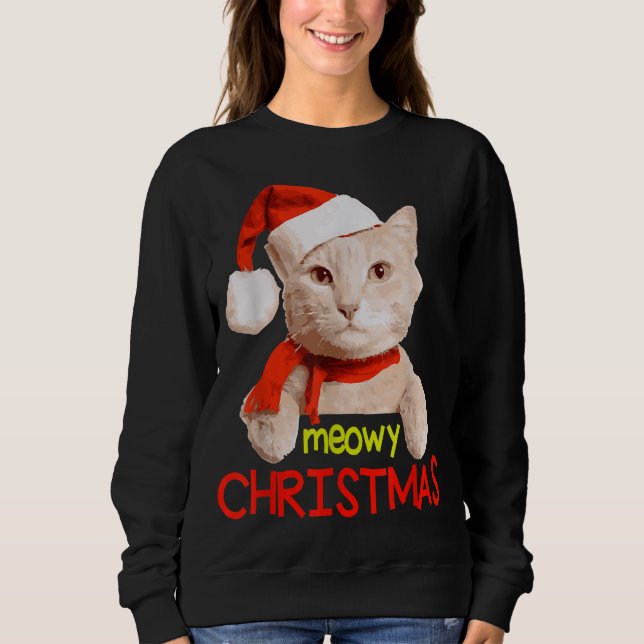 Sudadera Navidades divertidos Meowy Cat Kitty Xmas (Anverso)