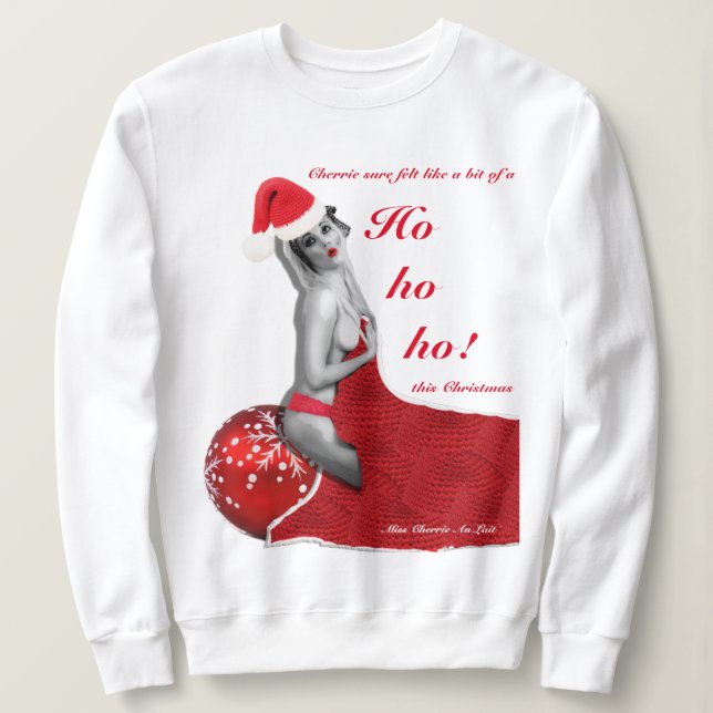 Sudadera Navidades divertidos Pinup Hoe Chiste Damas Noche  (Anverso del diseño)