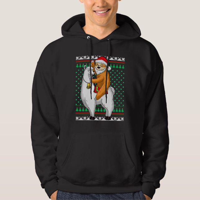 Sudadera Navidades divertidos Santa Sloth Llama Happy (Anverso)