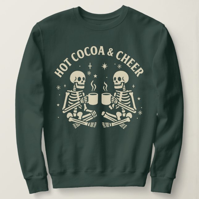 Sudadera Navidades divertidos Skeleton - Cacao caliente y a (Anverso del diseño)
