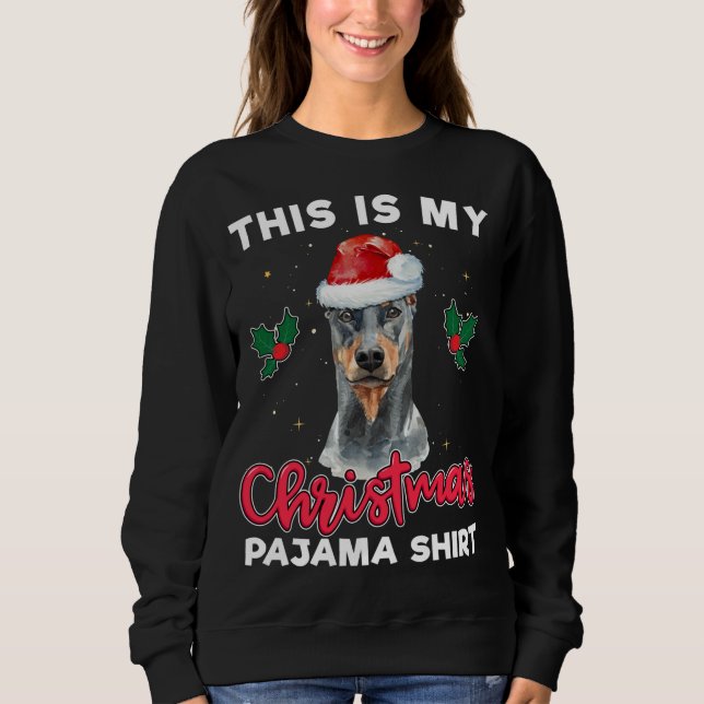 Sudadera Navidades Doberman Pinscher Pajama Santa Dog Lover (Anverso)