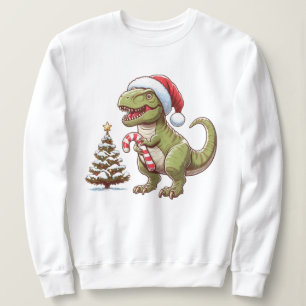 Sudadera Navidades dulces de caña de caramelo dinosaurio
