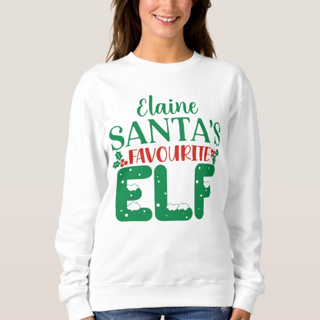 Sudadera Navidades - Elf favorito de Santa - nombre editabl (Anverso)