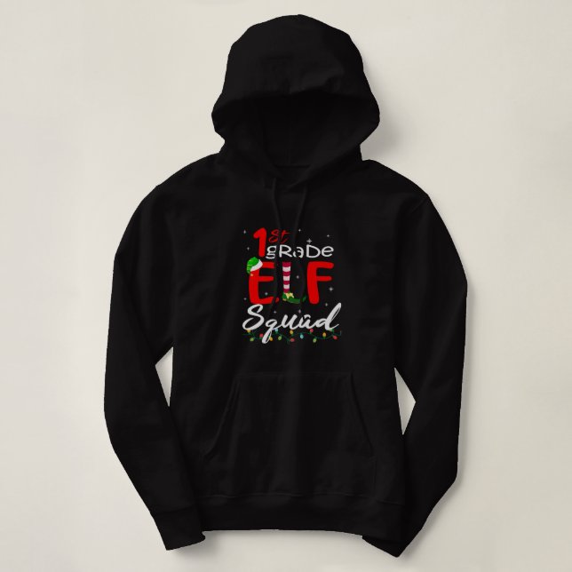 Sudadera Navidades Elf Squad Primer Grado Concordancia de M (Diseño del anverso)