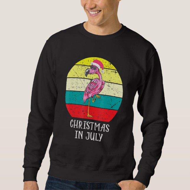 Sudadera Navidades En Julio De Flamingo Rosa En Santa Hat M (Anverso)