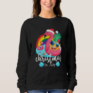 Sudadera Navidades En Julio Del Flamingo Rosa Hawái Summer