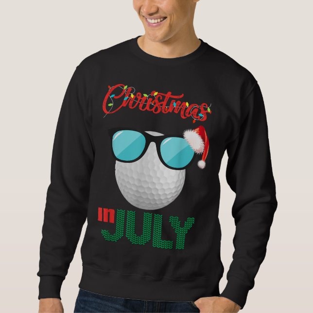 Sudadera Navidades en julio Golf Golfer Glasses Santa Hat S (Anverso)