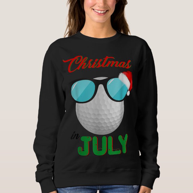 Sudadera Navidades en julio Golf Golfer Glasses Santa Hat S (Anverso)