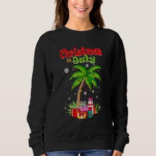 Sudadera Navidades En Julio Palm Tree Xmas Tree Beach Summe