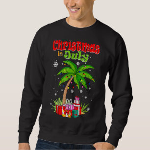 Sudadera Navidades En Julio Palm Tree Xmas Tree Beach Summe