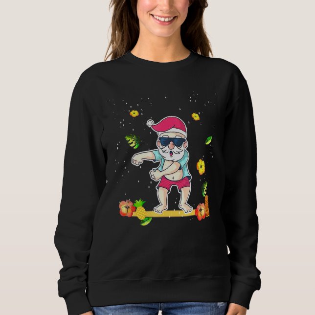 Sudadera Navidades En Julio Santa Flossing Summer Beach (Anverso)
