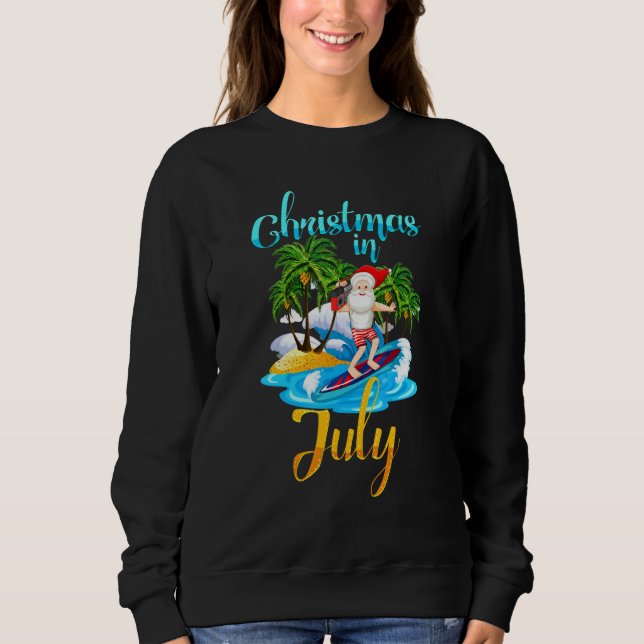 Sudadera Navidades En Julio Surf De Santa Hawái (Anverso)