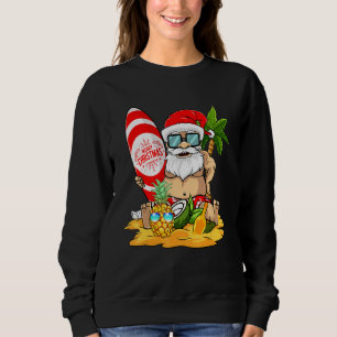 Sudadera Navidades En Julio Surfing Santa Summer Beach Vaca