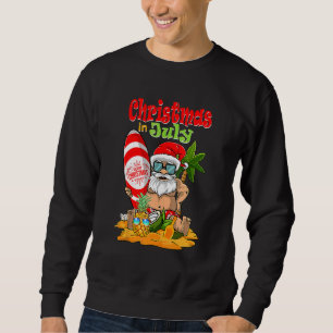 Sudadera Navidades En Julio Surfing Santa Summer Beach Vaca