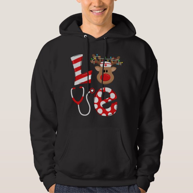 Sudadera Navidades Enfermera Amor NICU RN ER Santa Recta Nu (Anverso)