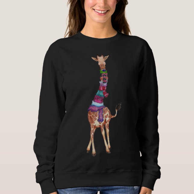 Sudadera Navidades escuetos Scarf Giraffe (Anverso)