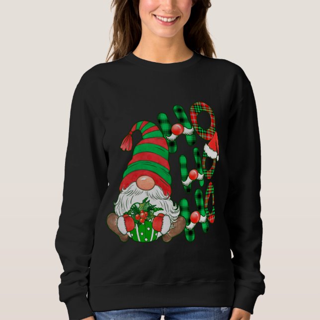 Sudadera Navidades familiares de Buffalo Plaid Ho Gnom (Anverso)