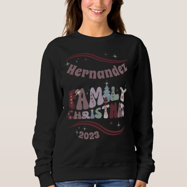 Sudadera Navidades familiares personalizados Cute Retro (Anverso)