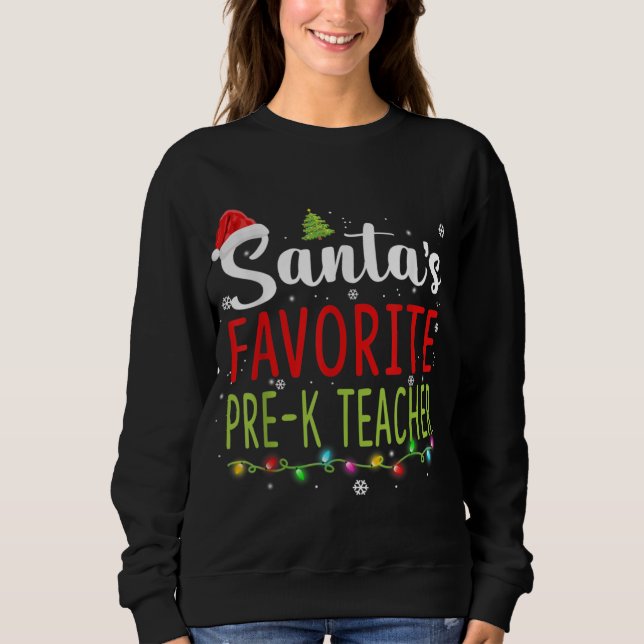 Sudadera Navidades favoritos de profesores pre-K de Santa H (Anverso)
