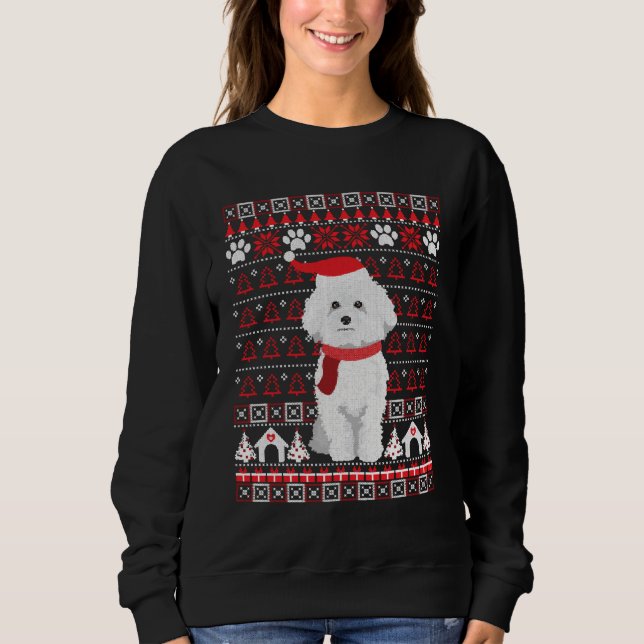 Sudadera Navidades feos de Bichon Frise sudan perro de vaca (Anverso)