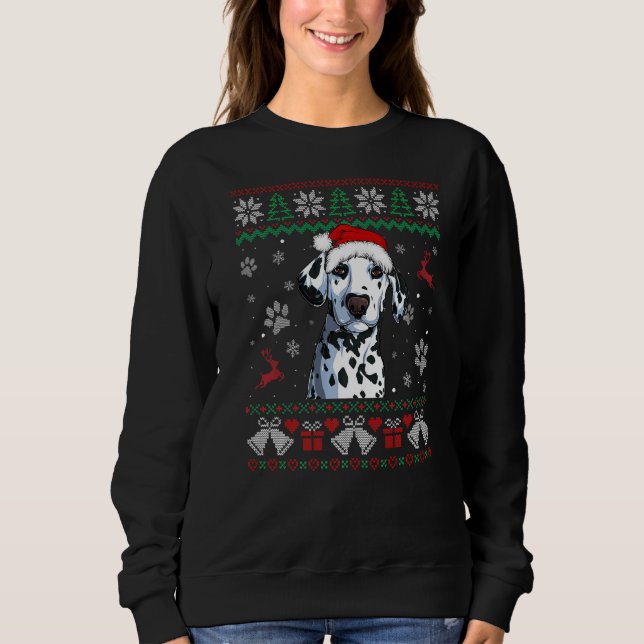 Sudadera Navidades feos de Dalmacia Perro Santa Hat Xmas Pe (Anverso)
