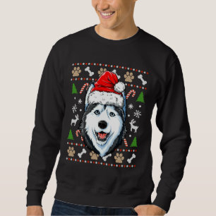 Sudadera Navidades feos de Husky Siberiano Perro Santa Hat