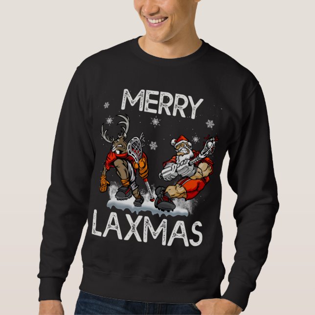 Sudadera Navidades feos de Merry LAXMAS Lacrosse Santa Rein (Anverso)