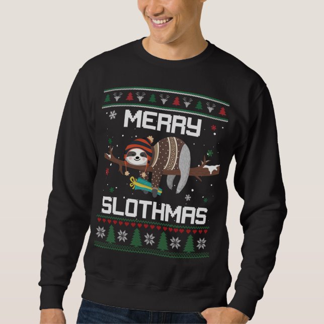 Sudadera Navidades feos de merry Slothmas graciosos y adora (Anverso)
