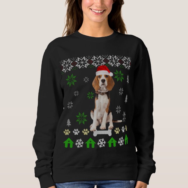 Sudadera Navidades feos de perro beagle - Gorra de perro be (Anverso)