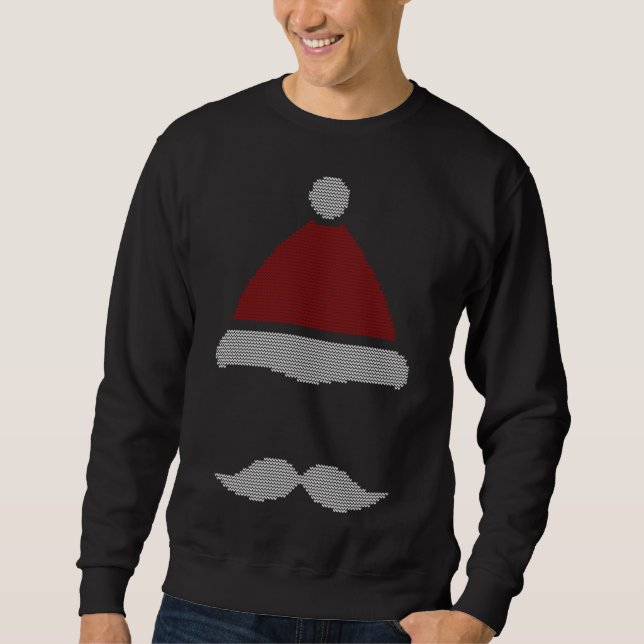 Sudadera Navidades feos de Santa Hat Mustache (Anverso)