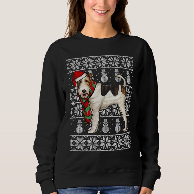 Sudadera Navidades feos de Santa Hat Xmas Wire Fox terrier (Anverso)