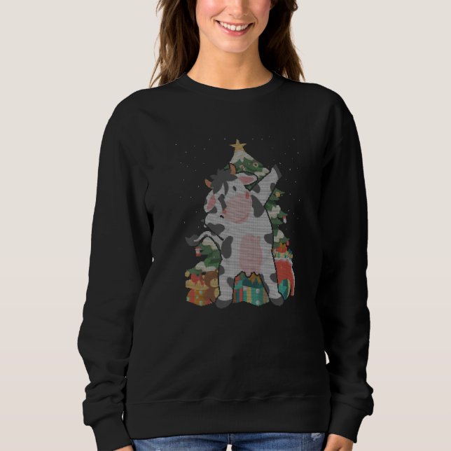 Sudadera Navidades feos del árbol de Navidad de vaca (Anverso)