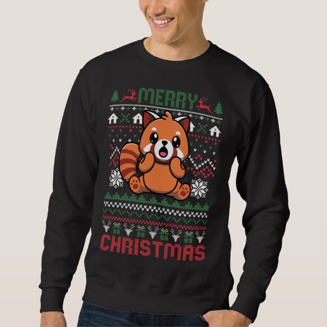 Sudadera Navidades feos del Panda Rojo Encenden a los suéte (Anverso)