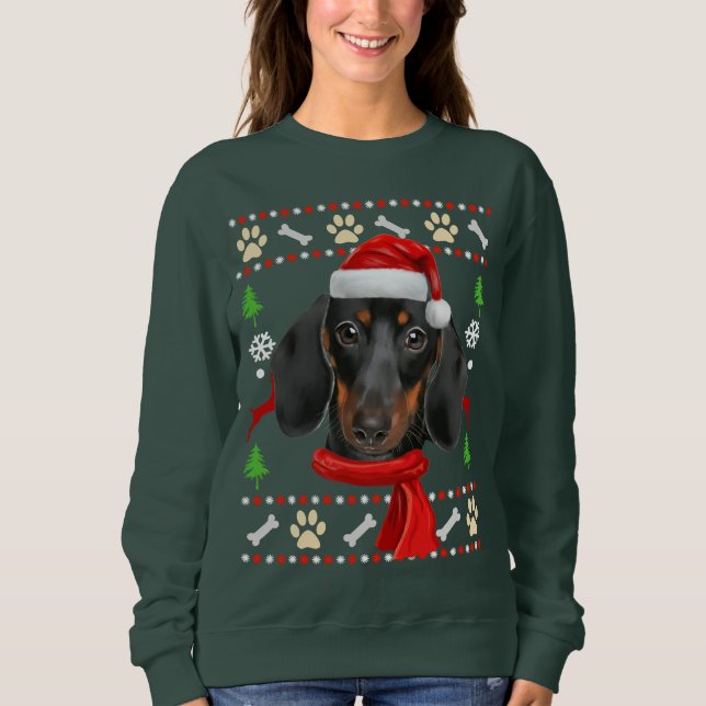 Sudadera Navidades feos del perro de Dachshund (Anverso)