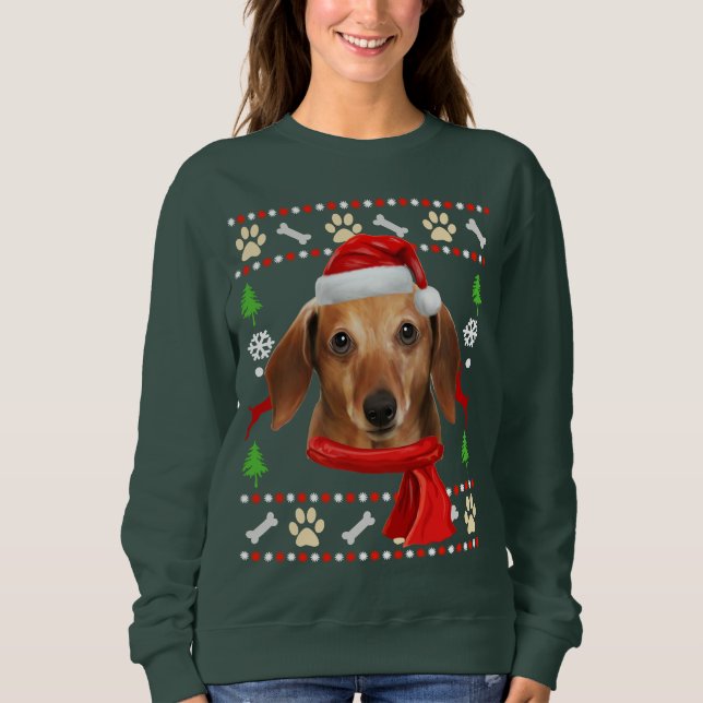 Sudadera Navidades feos del perro de Dachshund (Anverso)
