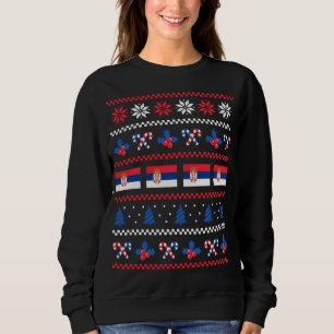 Sudadera Navidades feos endulzan bandera de Serbia, mitad e