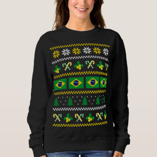 Sudadera Navidades feos endulzan la bandera de Brasil, medi