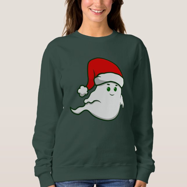 Sudadera navidades feos fantasma espeluznante verde (Anverso)
