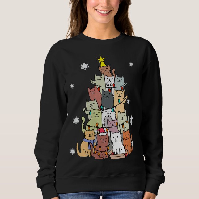 Sudadera Navidades feos sudan un árbol de gatos - Gracioso  (Anverso)